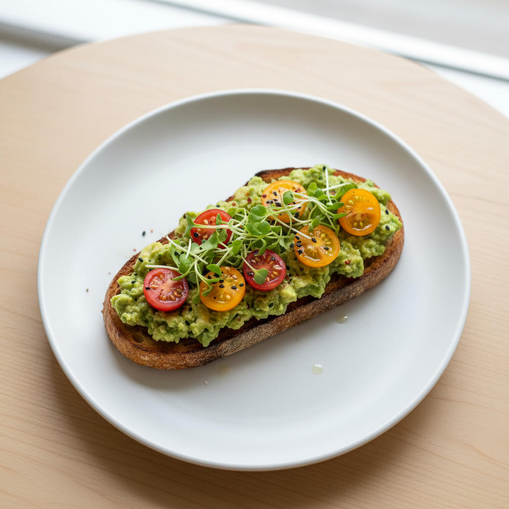 Avocado toast with cherry tomatoes
